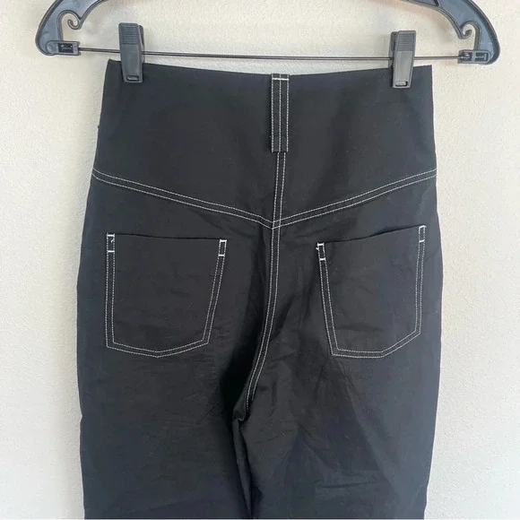 Sandro Gatiene Cropped High Rise Pant Black Casual French Boho Women’s XS - Picture 8 of 11
